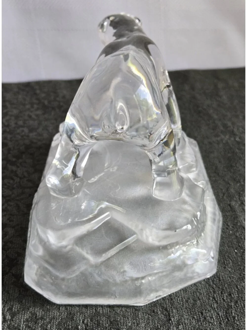 Vintage 1980s 24% Cristal D'Arques France Lead Crystal Polar Bear On Iceberg